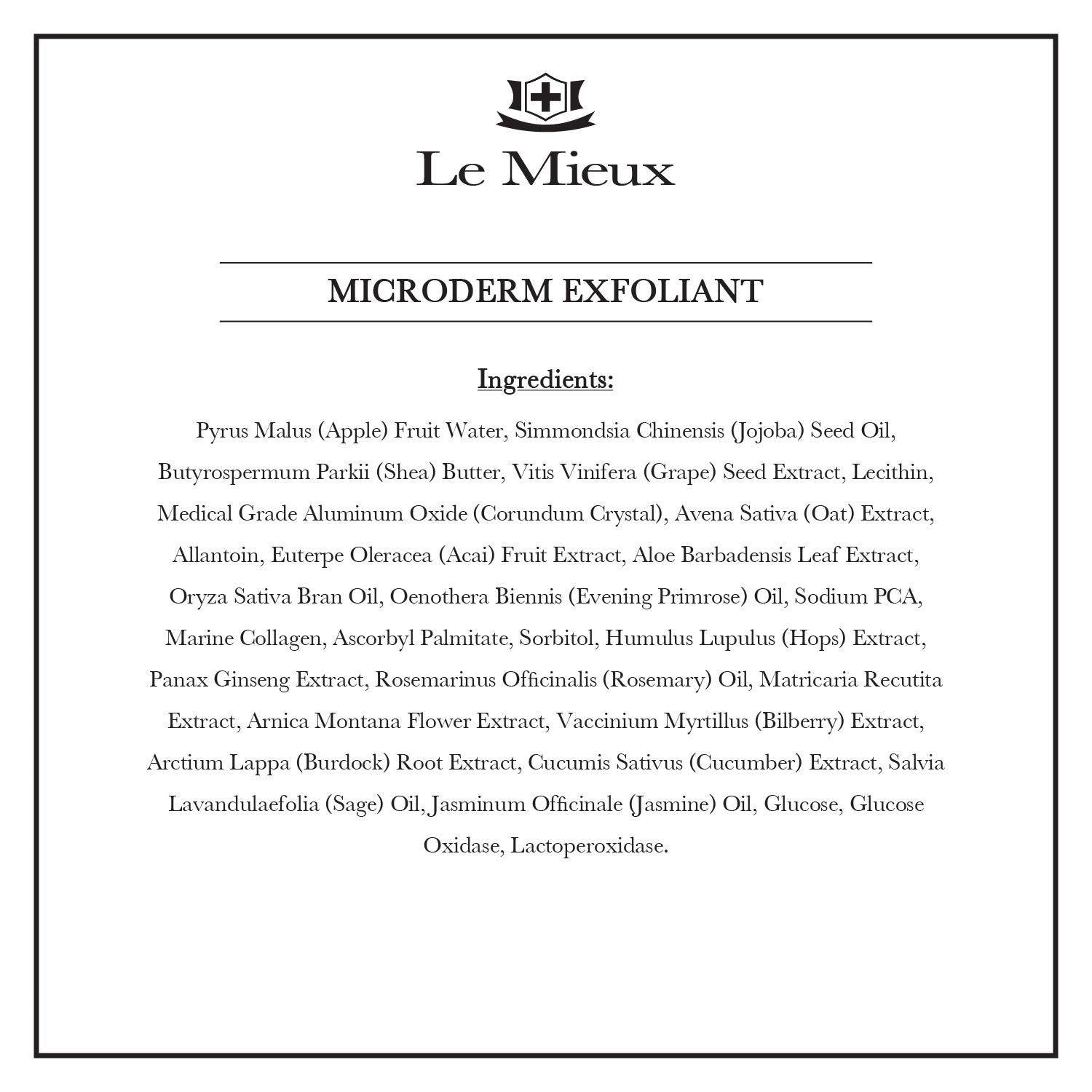 Le Mieux Microderm Exfoliant close-up with corundum crystals for deeper exfoliation.