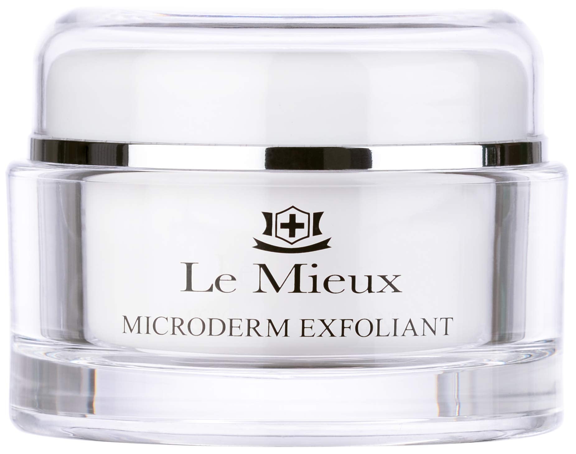Le Mieux Microderm Exfoliant on face and neck for radiant, refined skin.