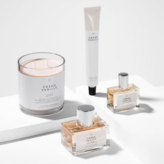 Le Monde Gourmand display with amber glow, ideal for a subtle signature scent.