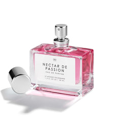 Le Monde Gourmand Nectar of Passion bottle angled to reveal its elegant silhouette.