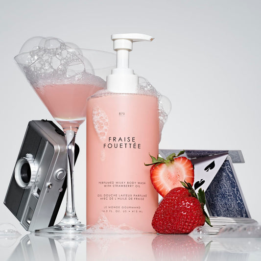 Le Monde Gourmand Strawberry Whipped milky formula becomes rich foam for pampering cleanse