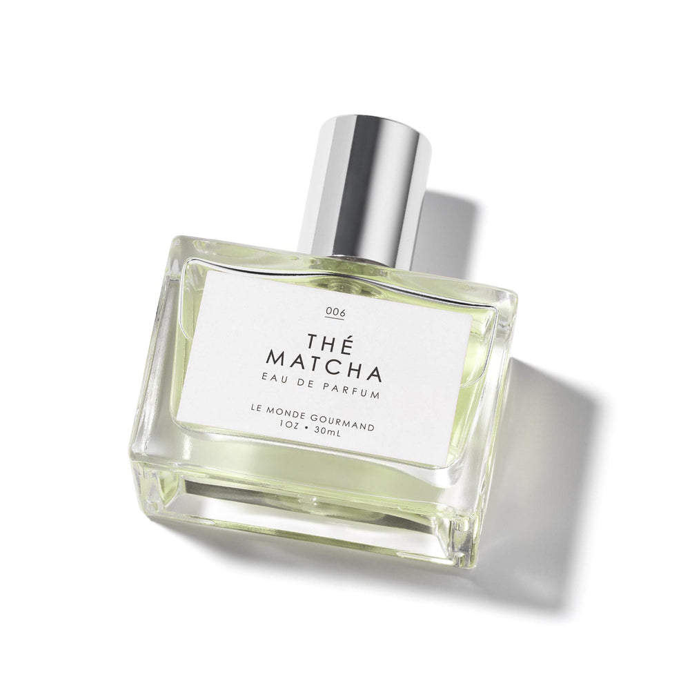 Le Monde Gourmand Thé Matcha bottle with green tea notes for a calming fragrance.
