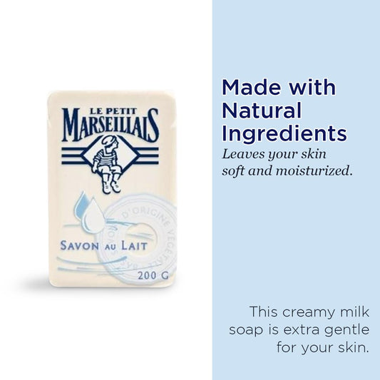 Close-up of Le Petit Marseillais Lait bar reveals creamy milk scent