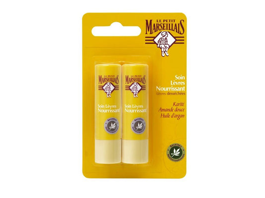 Le Petit Marseillais Nourishing Chap Stick with two sticks providing quick hydration for dry lips