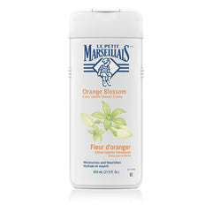 Le Petit Marseillais Orange Blossom Shower Creme bottle in a 3-pack offering gentle cleansing and a fresh fragrance.