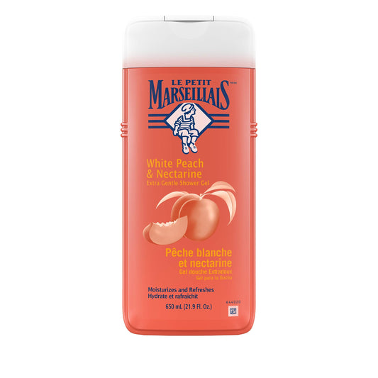 Le Petit Marseillais White Peach & Nectarine bottle with fruity fragrance.