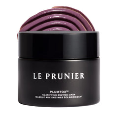 Le Prunier Plumtox clarifying mask jar showing creamy exfoliating texture for smoother skin