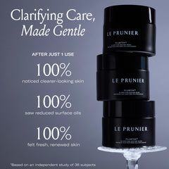 Le Prunier Plumtox rinse-off action shows easy removal and refreshed complexion