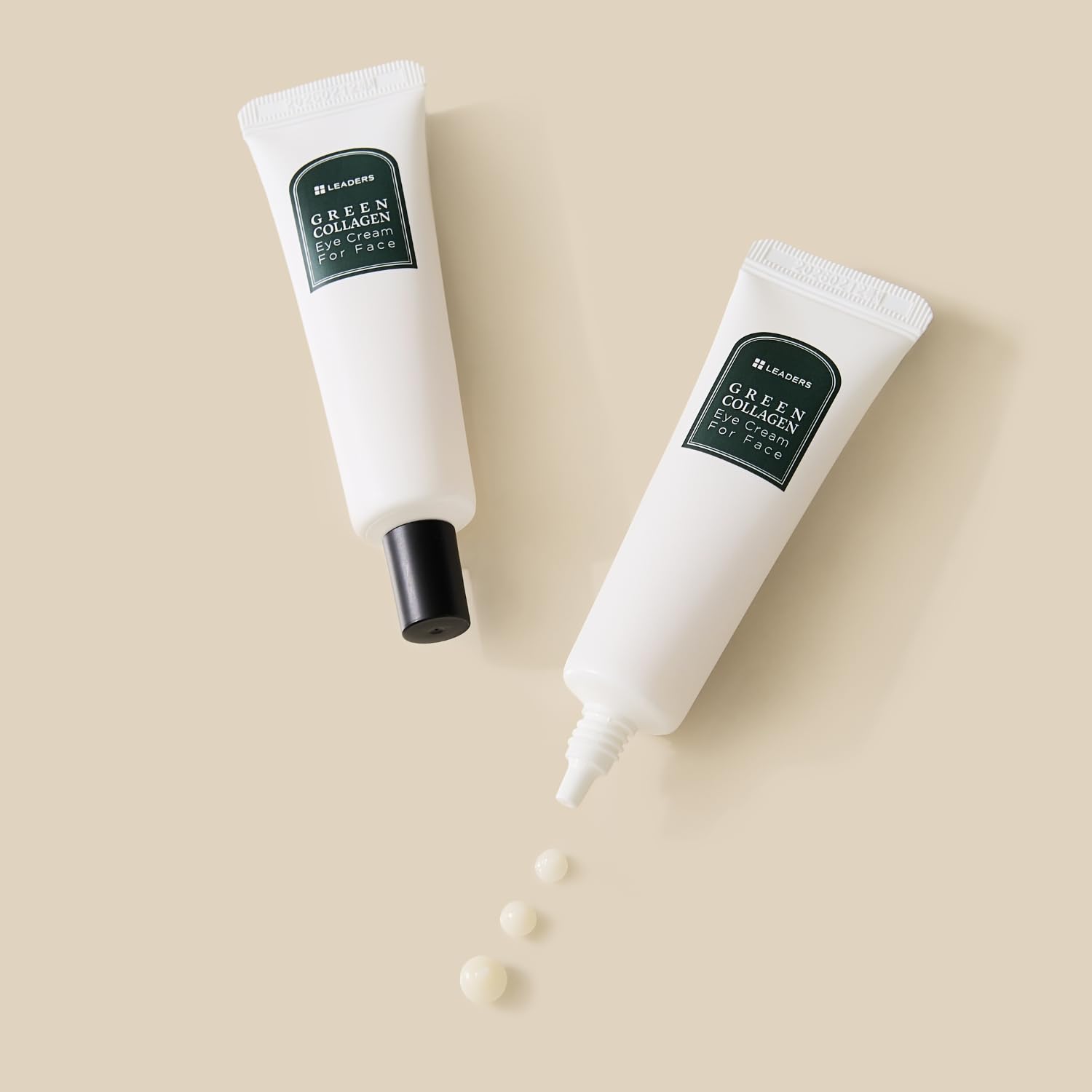 LEADERS Green Collagen Eye Cream on skin demonstrates improved brightness and tone.