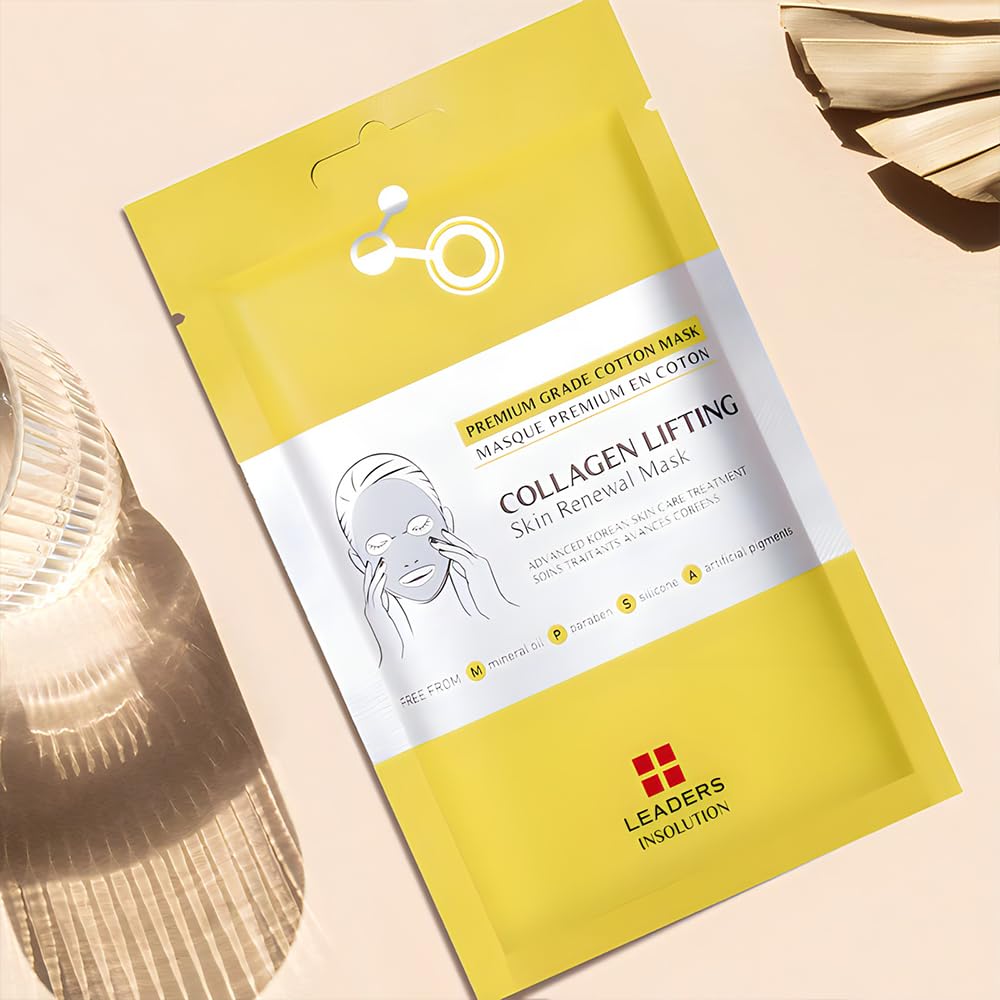 Leaders Insolution collagen lifting mask after-use glow and refreshed skin.