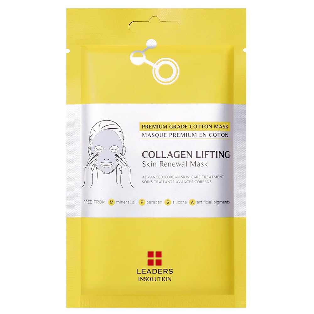 Close-up of Leaders Insolution collagen lifting mask on skin for smooth texture.