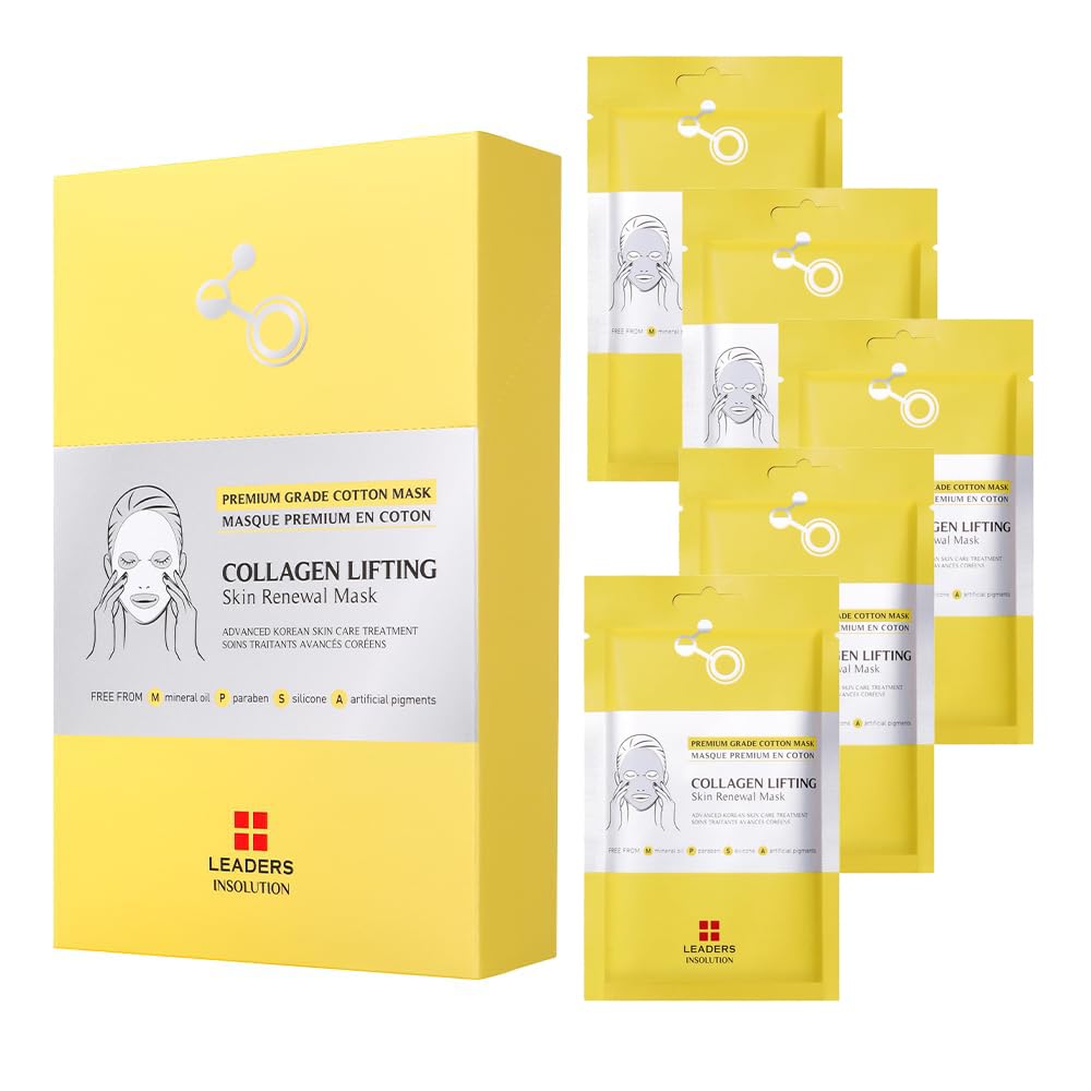 Leaders Insolution Collagen Lifting Mask serum-soaked sheet delivering deep hydration and elasticity support