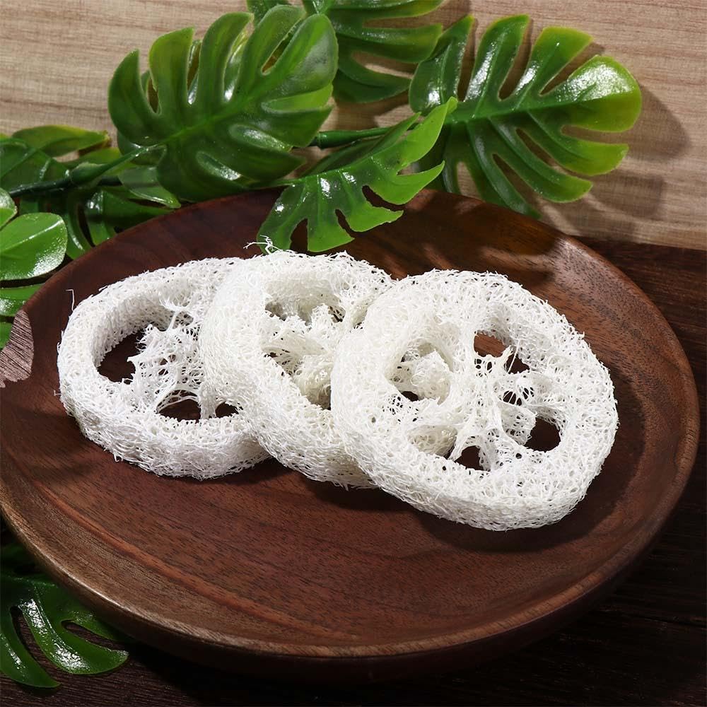 Leadigol loofah slice moistened for gentle cleansing and lathering