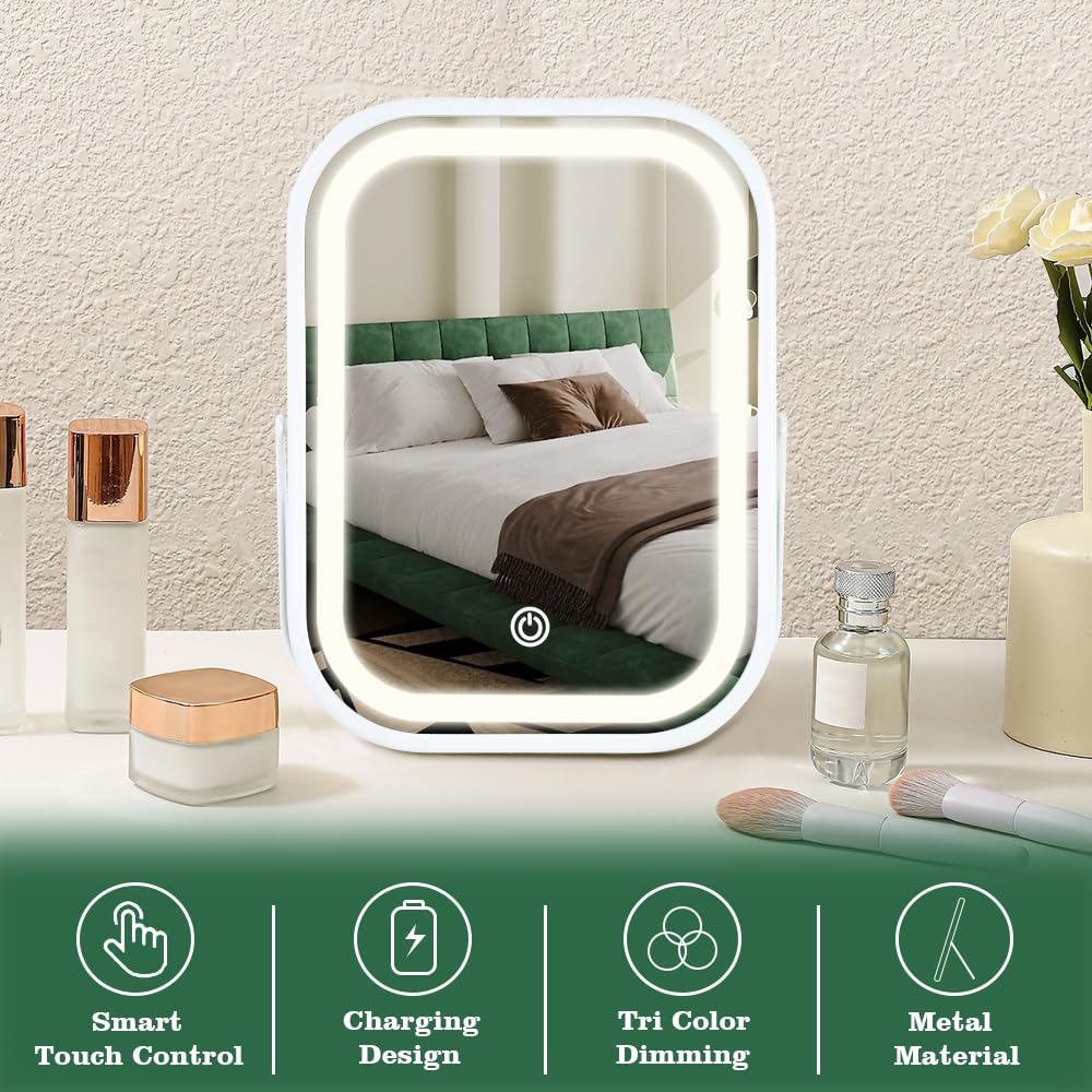 Leadzones mirror with three LED brightness settings for natural daytime makeup.
