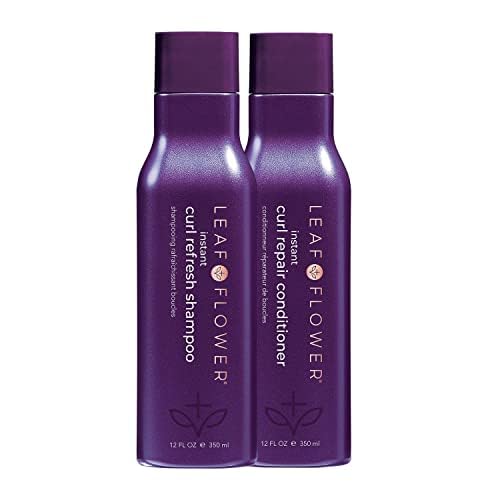 Leaf and Flower Curl Refresh Conditioner bottle provides hydration for soft curls.