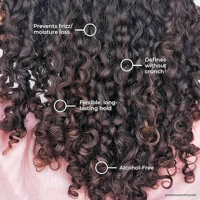 Leaf and Flower Instant Curl Refresh Spray application demonstrates easy usage on curls
