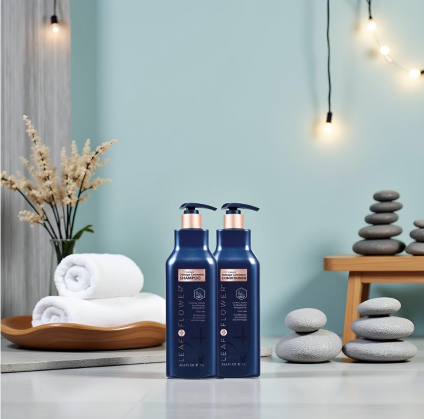 Leaf & Flower duo set box in blue packaging highlights color-safe formula