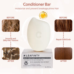 Leafinty Batana oil and rice water ingredients illustrate nourishing formula.