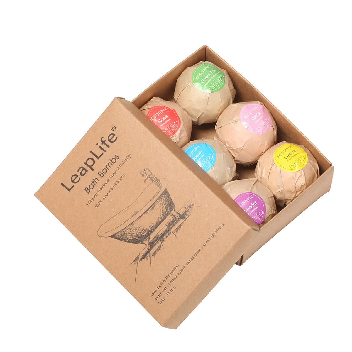 LeapLife bath bombs lemon: uplifting scent for a refreshing, spa-like bath.