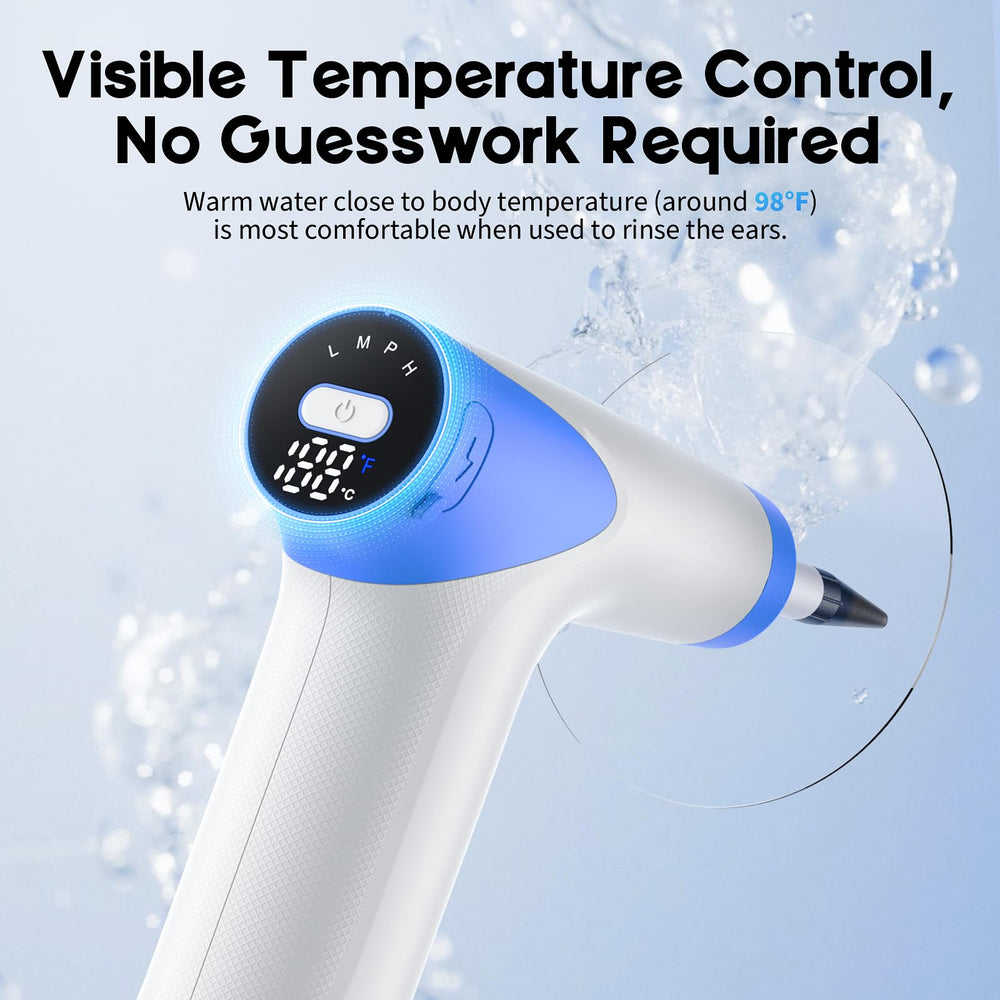 Lebbtl Splash guard provides a clear view during ear irrigation sessions.
