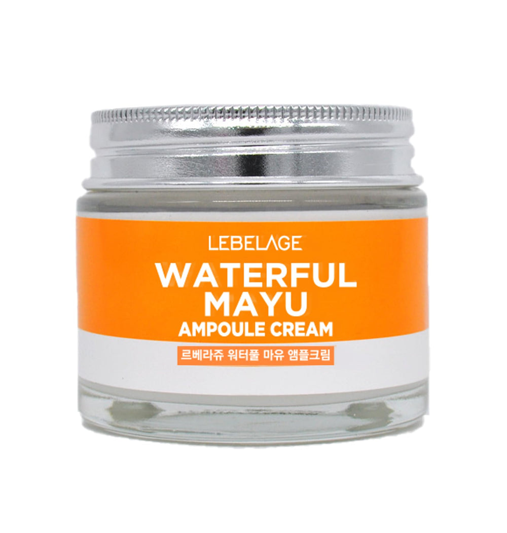 LEBELAGE Waterful Mayu Ampoule Cream jar provides hydrating, soothing care with a lightweight, dewy finish.