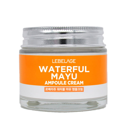 LEBELAGE Waterful Mayu Ampoule Cream jar provides hydrating, soothing care with a lightweight, dewy finish.