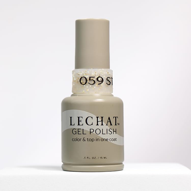 LECHAT Starfall bottle front with holographic gold glitter finish