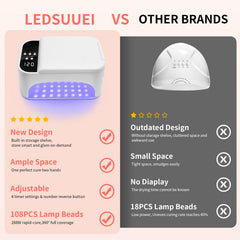 LEDSUUEI hidden drawer organizes brushes and dotting tools.
