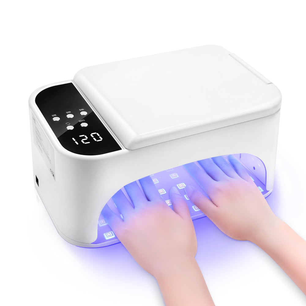 LEDSUUEI UV nail lamp front view with 108 LEDs for quick, even gel curing.