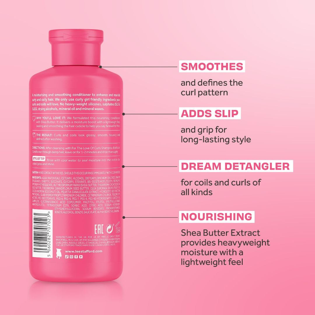 Lee Stafford For The Love Of Curls conditioner in shower rack, daily curl care