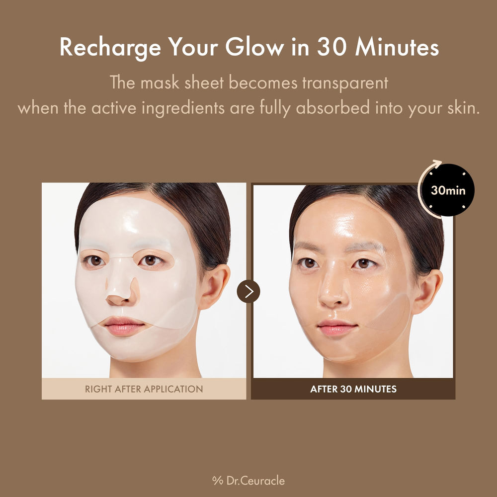Leegeehaam Dr.Ceuracle mask uses glow layer technology for plump, radiant skin.