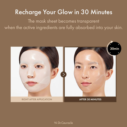 Leegeehaam Dr.Ceuracle mask uses glow layer technology for plump, radiant skin.