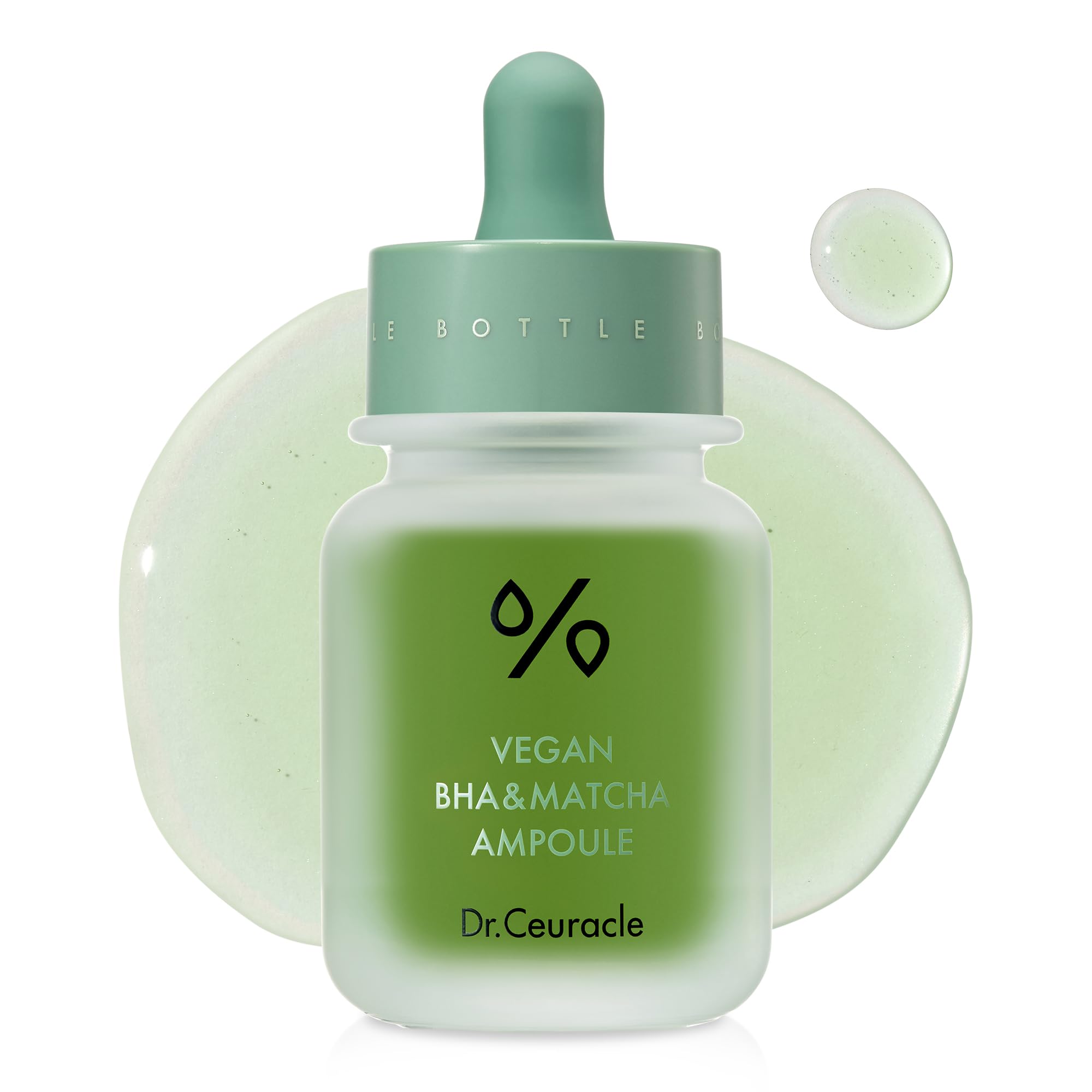 LeeGeeHaam Dr.Ceuracle vegan BHA & Matcha ampoule bottle close-up for pore refinement.