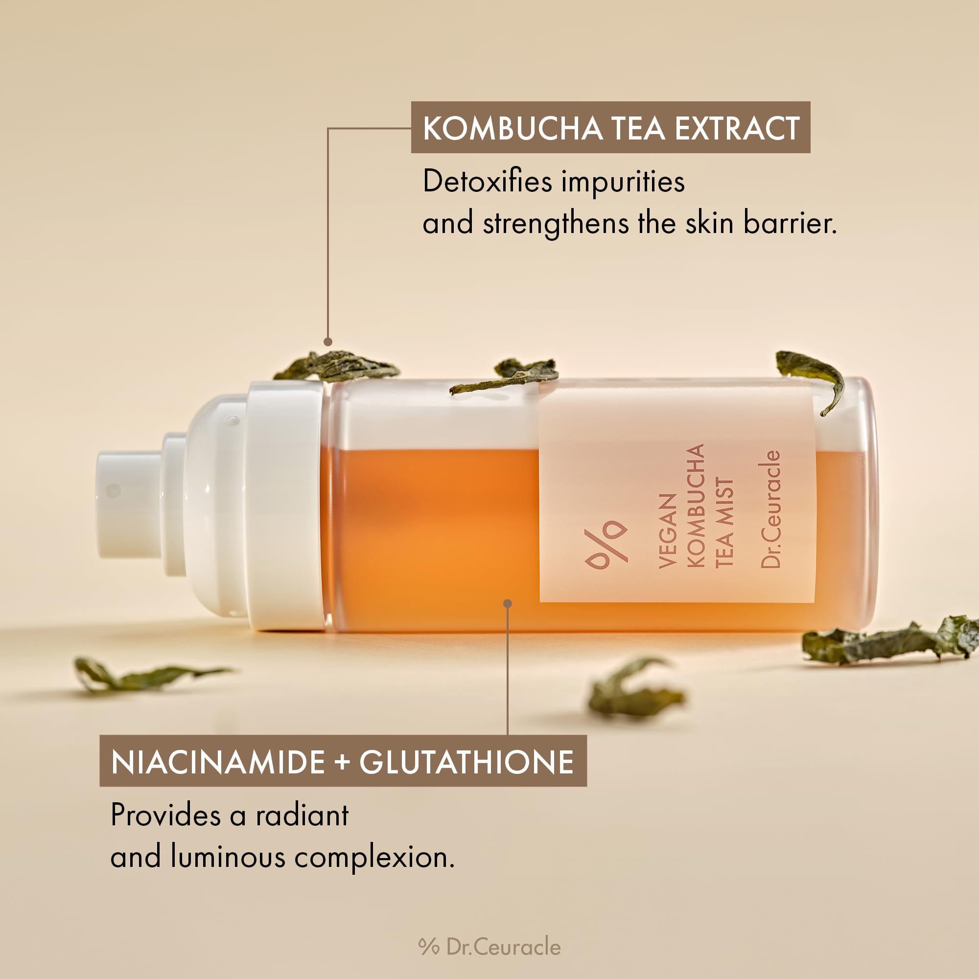 Ingredients glow of Leegeehaam Tea Mist with glutathione and niacinamide.
