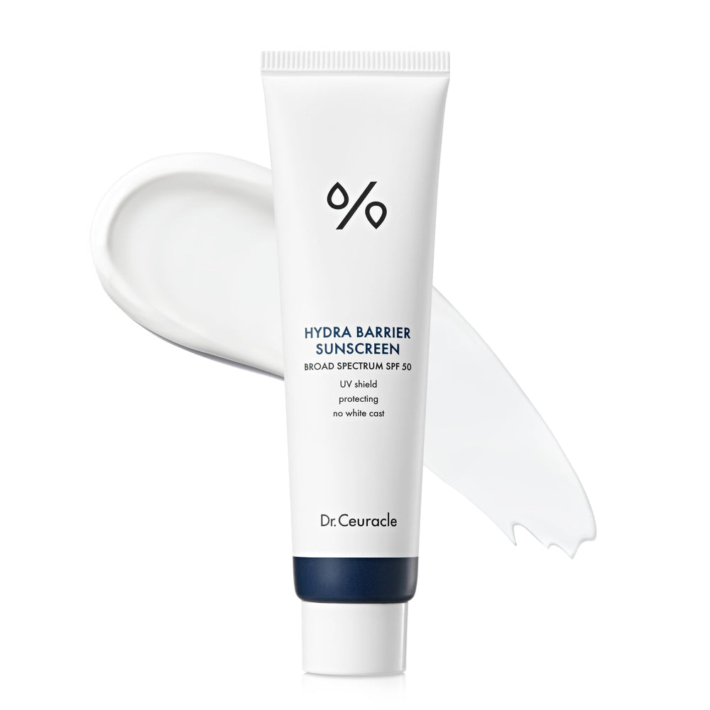 Leegeehaam Hydra Barrier sunscreen bottle provides mineral SPF 50 protection for daily use