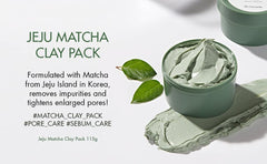 Leegeehaam Jeju Matcha Clay Pack reveals vibrant green clay for detox and deep cleansing.