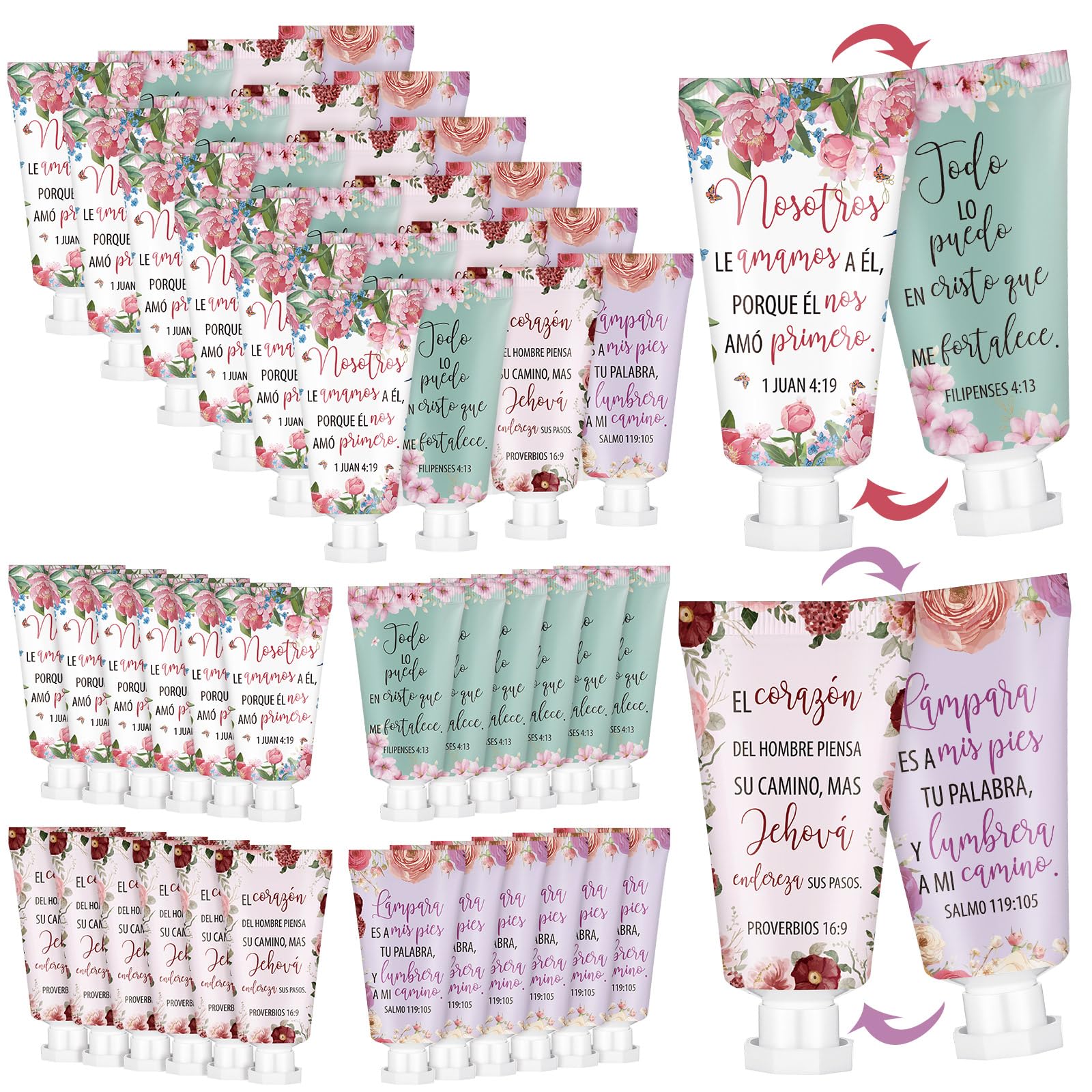 Leelosp 48-piece hand cream gift set featuring Bible verses and floral design for gifting