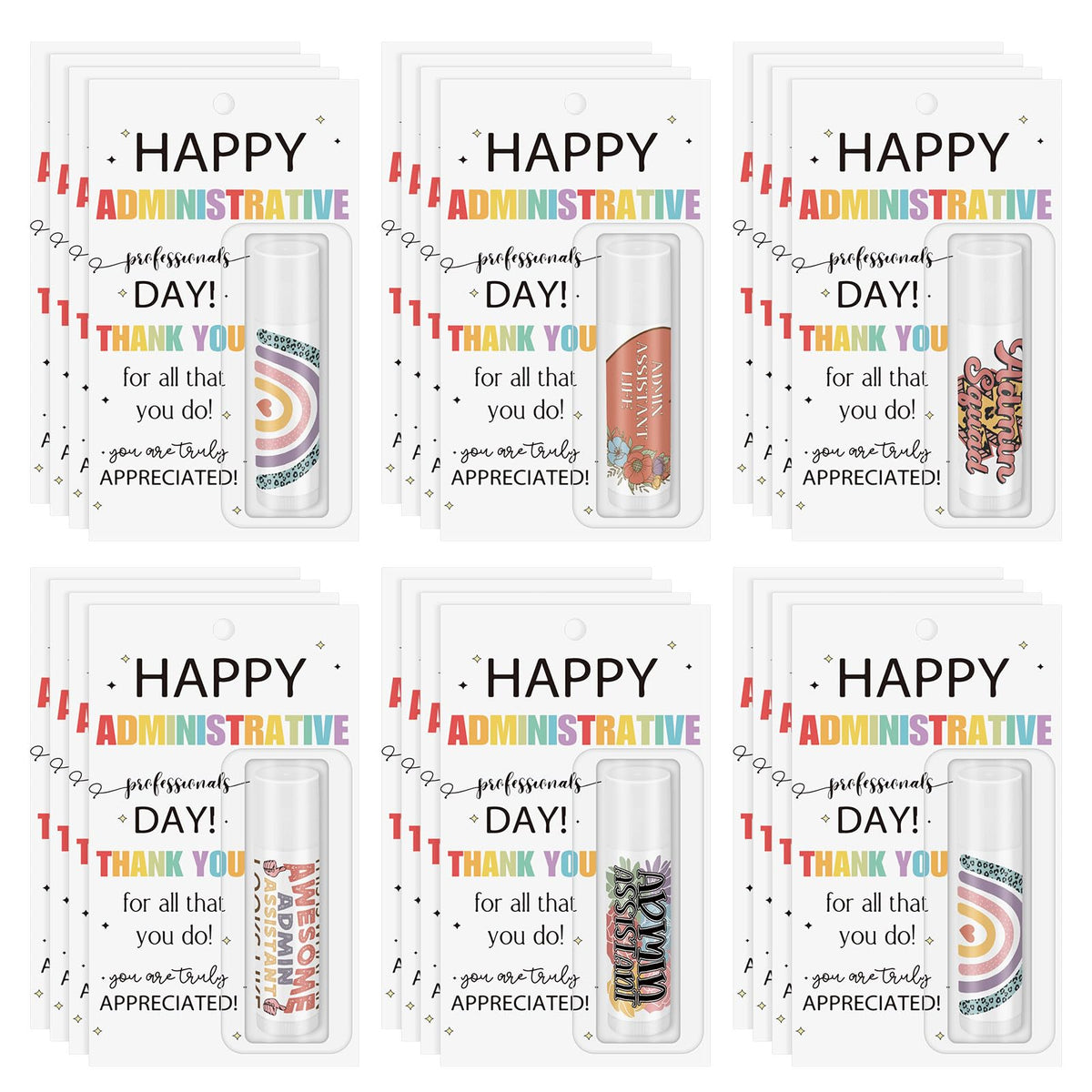 Leelosp admin gift lip balm set 24-pack, perfect for corporate gifting and daily use.