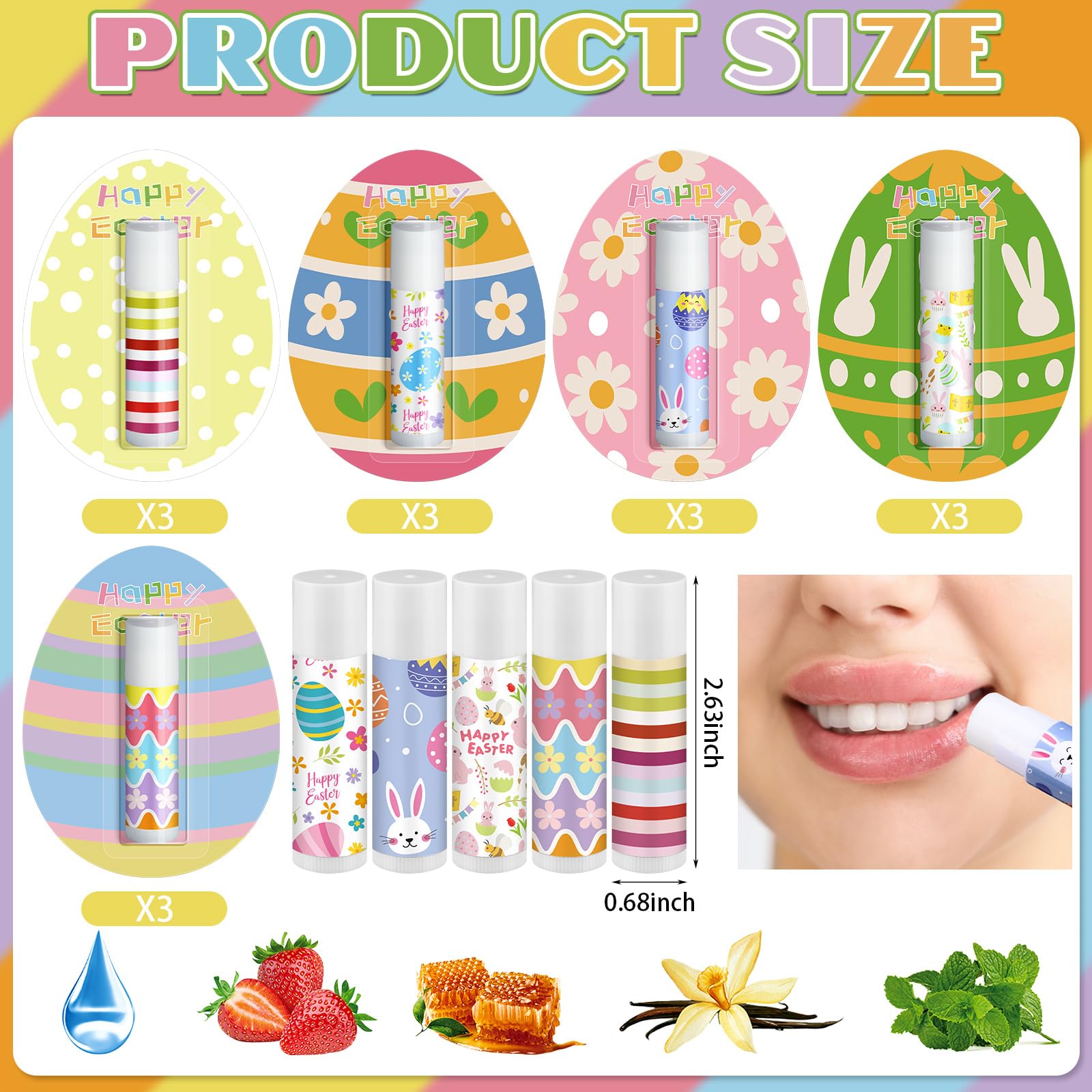 Leelosp Easter lip balm vanilla flavor, smooth moisture on the go.