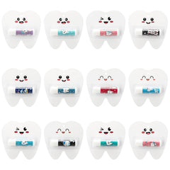 Leelosp teeth-themed lip balms 24-pack on display for gifting.