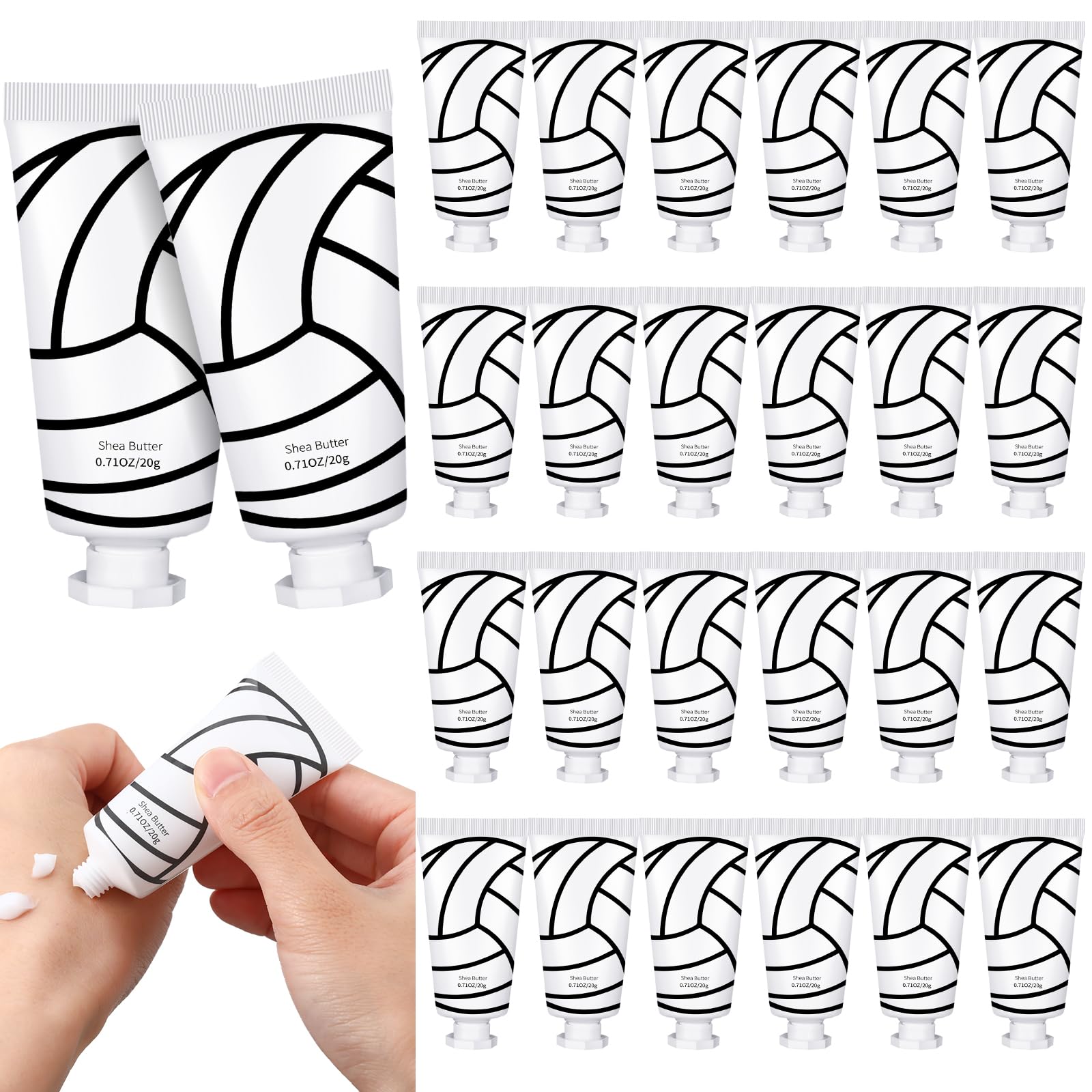 Leelosp volleyball hand cream 24-pack in black and white design, perfect for team gifts.