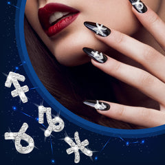 Leelosp zodiac nail charms silver close-up showing rhinestones for manicure