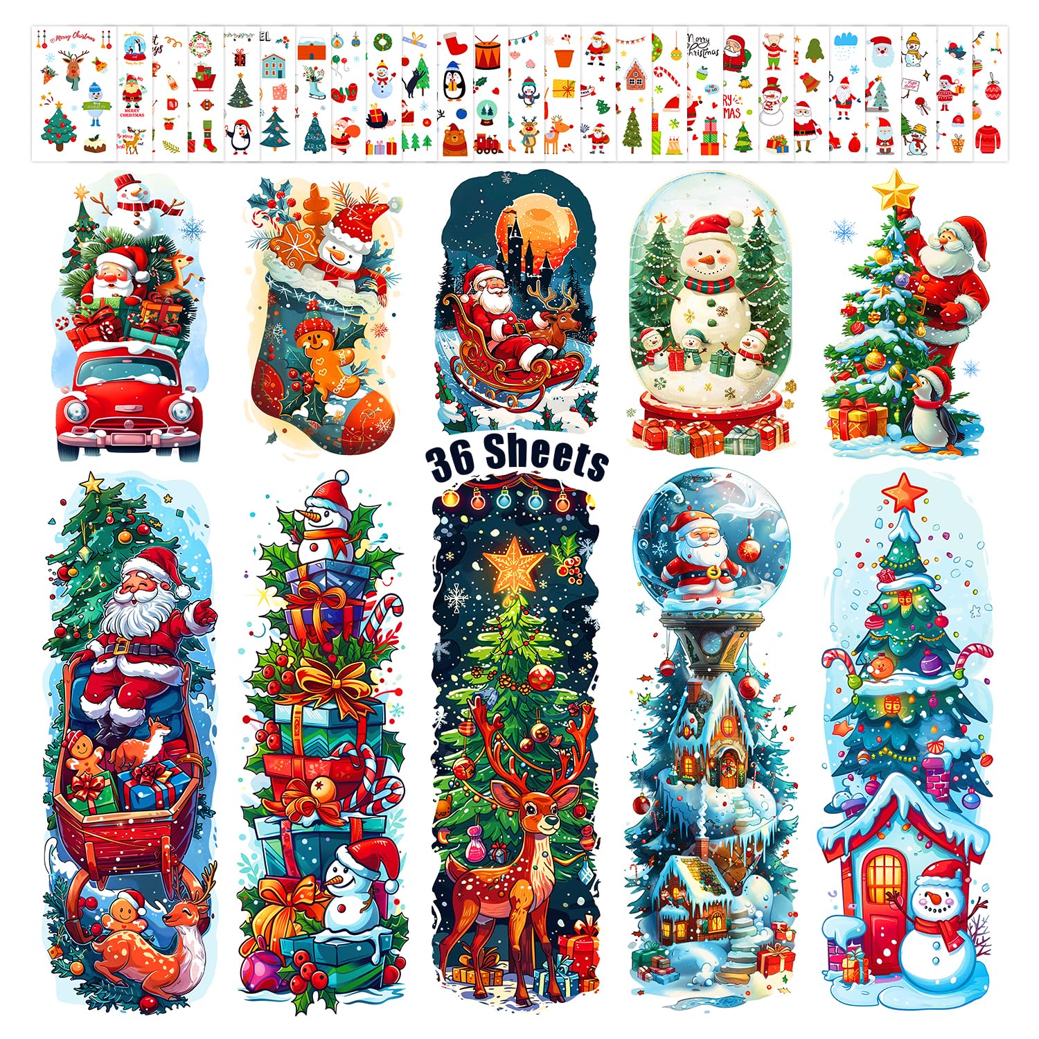Leesgel Christmas full arm tattoos pack, front view, ideal for colorful holiday wear