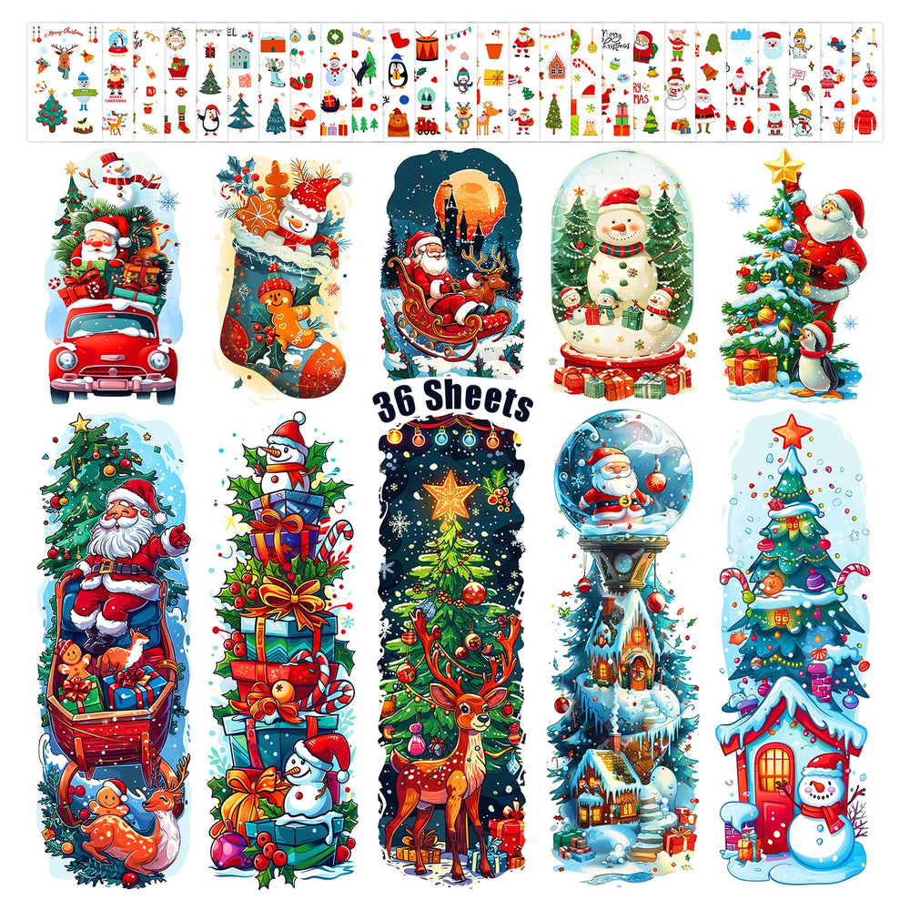 Leesgel Christmas full arm tattoos pack, front view, ideal for colorful holiday wear