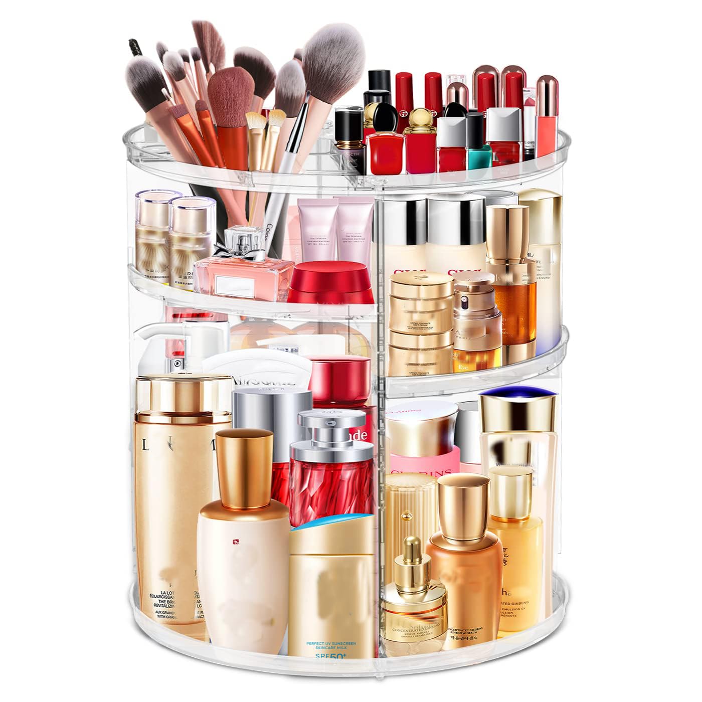 LeeWent 360 rotation makeup organizer — clear acrylic, easy-access cosmetics.