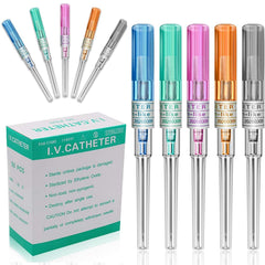 LEEYUKA catheter needles mixed sizes packaging, ready for professional piercing setups.