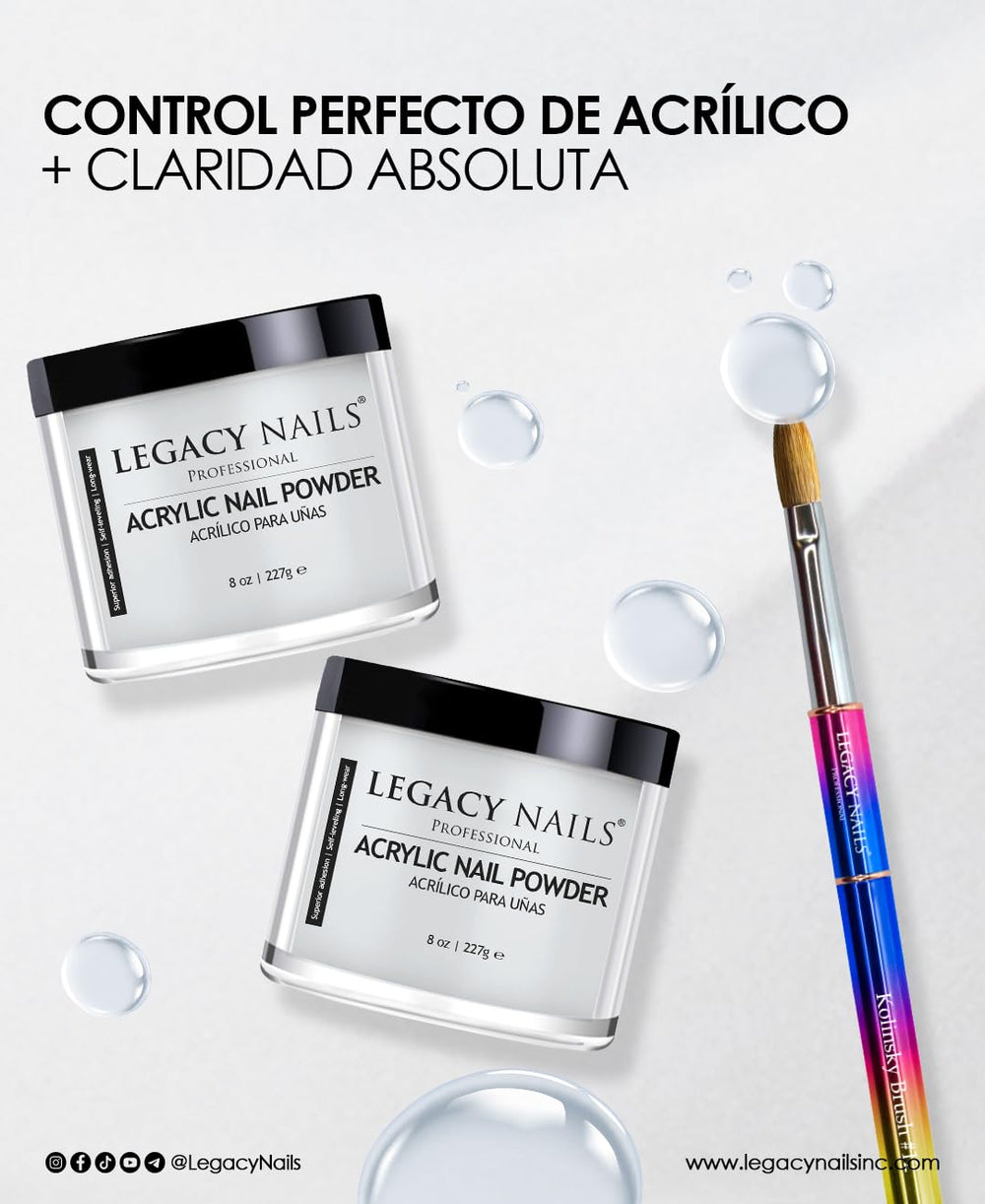 Legacy Nails 113 g bottle of crystal clear powder for professional use.