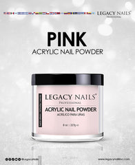 Legacy Nails blending cover acrylics on nail extensions for natural pink look.