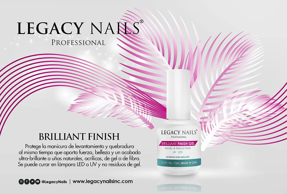 Legacy Nails BRILLANT FINISH Gel Top Coat at home delivering salon-quality results
