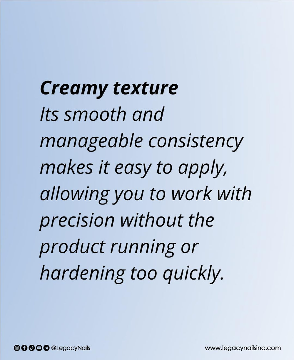 Legacy Nails clear acrylic powder showing bubble-free application finish.